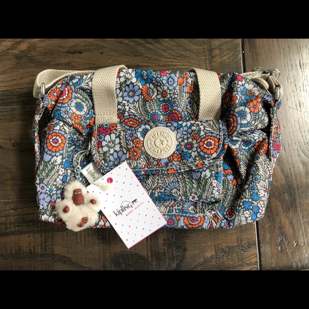 NWT Kipling Brynne Floral Nylon Crossbody Bag